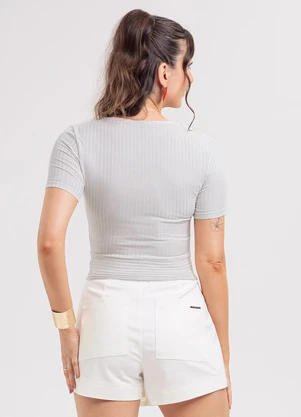 Habana - Blusa em Canelado Cinza - HABANA