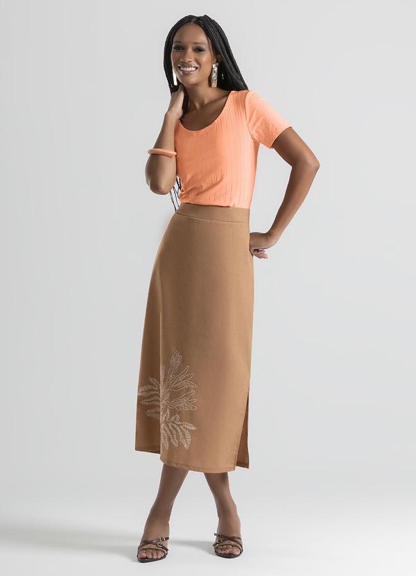 Cativa - Blusa em Canelado Laranja Claro 2