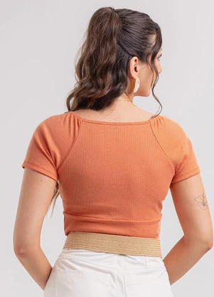 Habana - Blusa em Canelado Laranja - HABANA