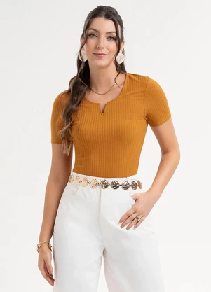 Habana - Blusa em Canelado  Laranja - HABANA