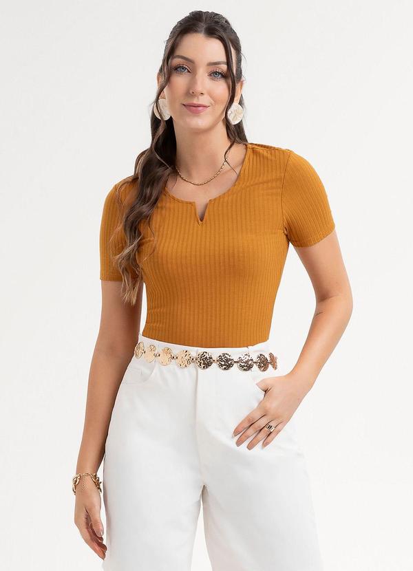 Habana - Blusa em Canelado  Laranja