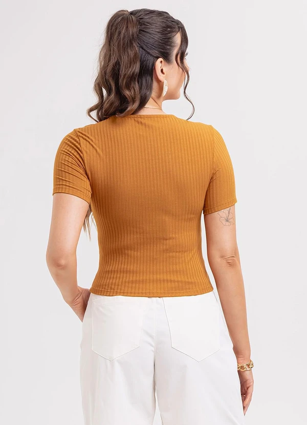 Habana - Blusa em Canelado  Laranja 2