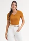 Habana - Blusa em Canelado  Vermelho - variação: Laranja
