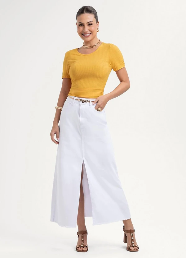 Habana - Blusa em Canelado Laranja 3