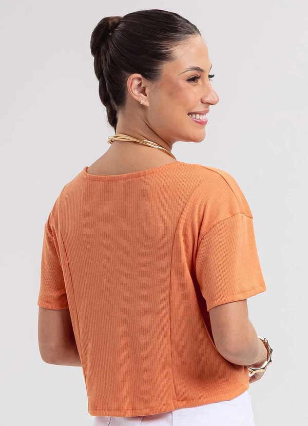 Habana - Blusa em Canelado Laranja 2