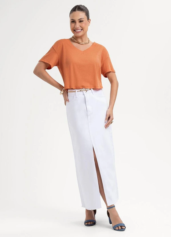 Habana - Blusa em Canelado Laranja 3