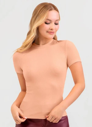 Cativa - Blusa em Canelado Laranja - CATIVA