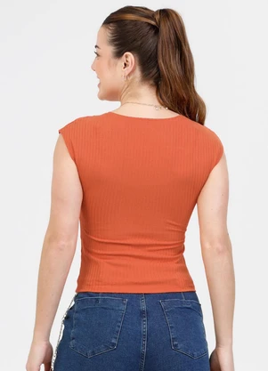 Habana - Blusa em Canelado Laranja - HABANA