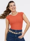 Habana - Blusa em Canelado Branco - variação: Laranja