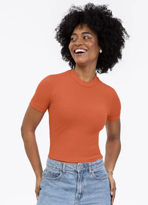 Habana - Blusa em Canelado Laranja