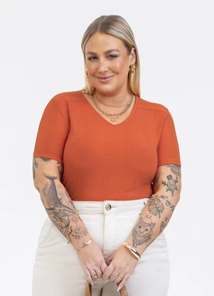 Habana - Blusa em Canelado Laranja - HABANA
