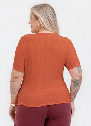 Habana - Blusa em Canelado Laranja - HABANA