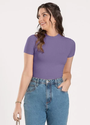 Cativa - Blusa em Canelado Lilás Médio - CATIVA