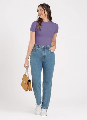 Cativa - Blusa em Canelado Lilás Médio - CATIVA