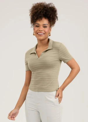 Cativa - Blusa em Canelado Marrom Claro - CATIVA