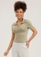 Cativa - Blusa em Canelado Azul Claro - variação: Marrom Claro