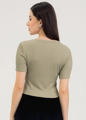 Cativa - Blusa em Canelado  Marrom Claro - CATIVA