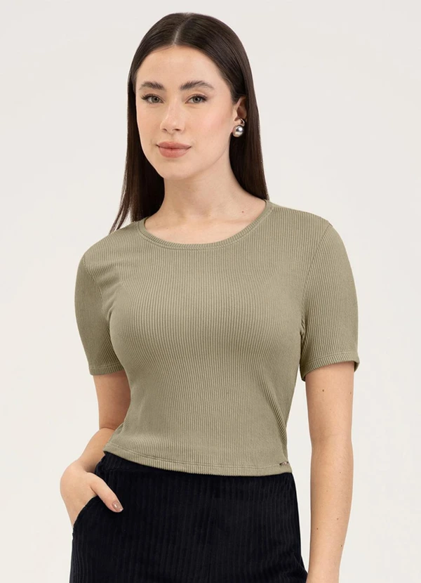 Cativa - Blusa em Canelado Marrom Claro