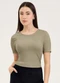 Cativa - Blusa em Canelado  Preto - variação: Marrom Claro