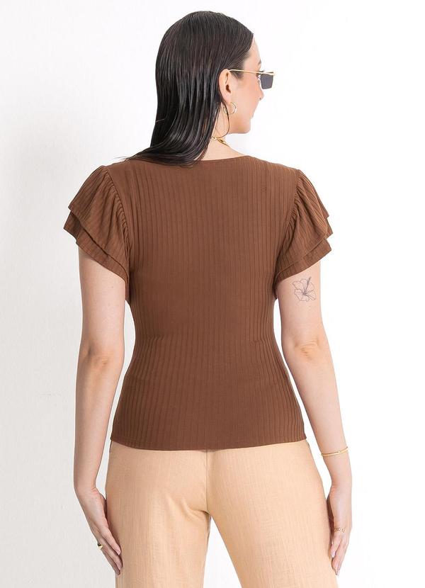 Habana - Blusa em Canelado  Marrom Escuro 2