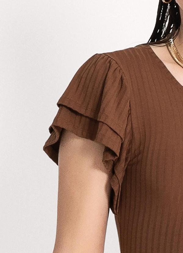 Habana - Blusa em Canelado  Marrom Escuro 3