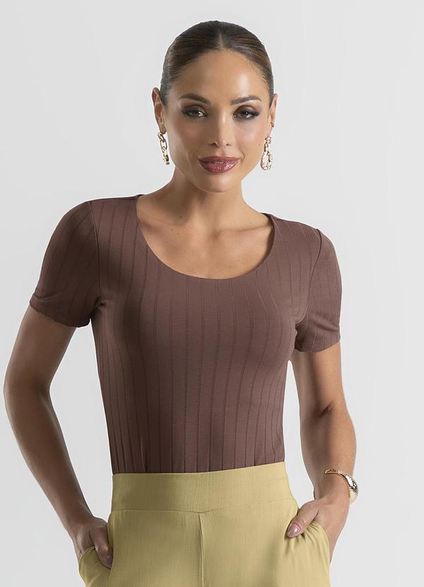 Cativa - Blusa em Canelado Marrom Escuro