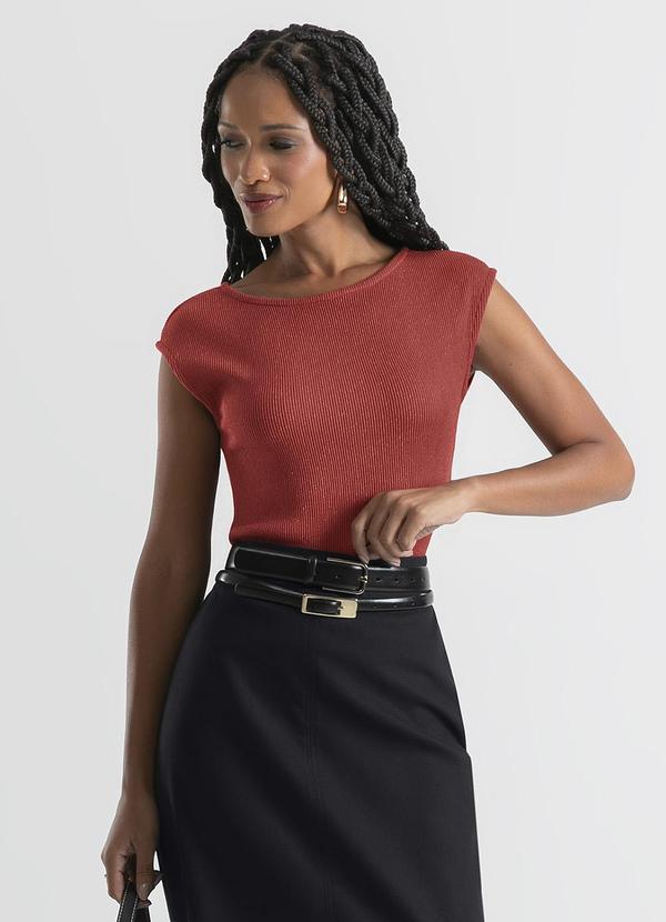 Cativa - Blusa em Canelado Marrom Escuro