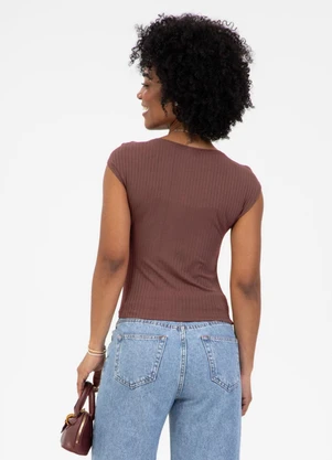 Habana - Blusa em Canelado Marrom Escuro - HABANA
