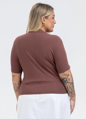 Habana - Blusa em Canelado Marrom Escuro - HABANA