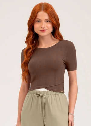 Cativa You - Blusa em Canelado  Marrom Escuro - CATIVA YOU