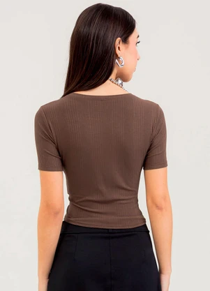 Cativa You - Blusa em Canelado  Marrom Escuro - CATIVA YOU