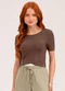 Cativa You - Blusa em Canelado  Marrom Escuro - variação: Marrom Escuro
