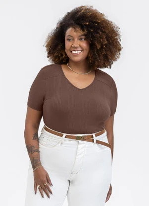 Habana - Blusa em Canelado Marrom Escuro - HABANA
