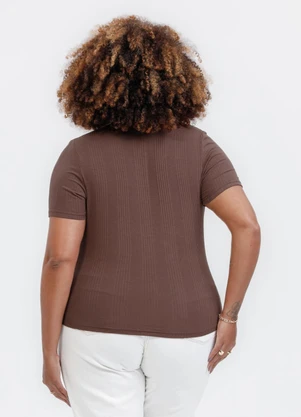 Habana - Blusa em Canelado Marrom Escuro - HABANA