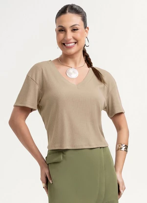 Habana - Blusa em Canelado Marrom - HABANA