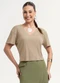 Habana - Blusa em Canelado Verde - variação: Marrom
