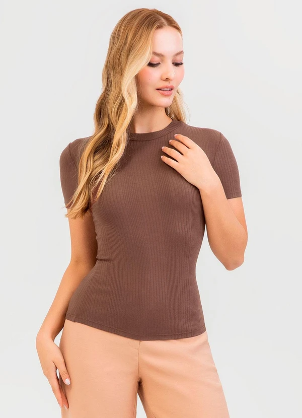 Cativa - Blusa em Canelado Marrom 1