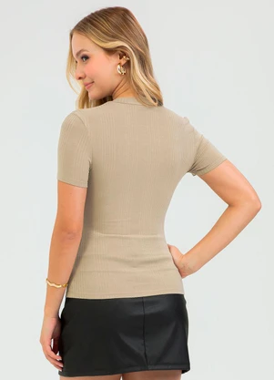 Cativa - Blusa em Canelado Marrom - CATIVA