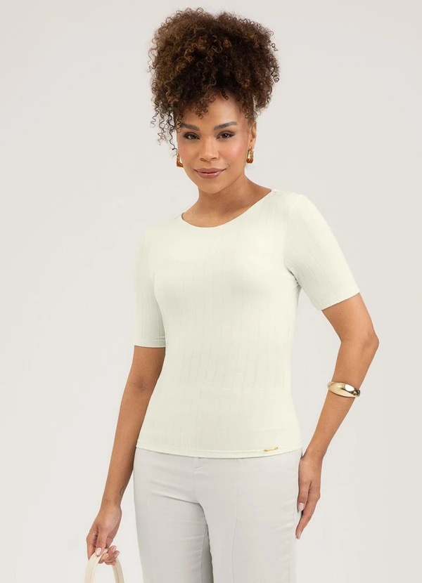 Cativa - Blusa em Canelado Off White