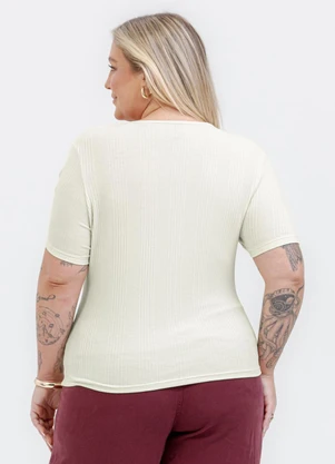 Habana - Blusa em Canelado Off White - HABANA