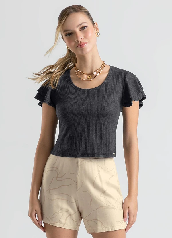 Cativa - Blusa em Canelado Preto