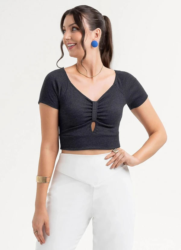 Habana - Blusa em Canelado Preto 1