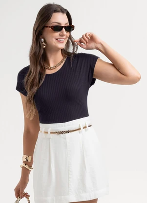 Habana - Blusa em Canelado Preto - HABANA