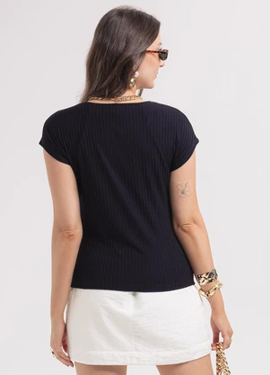 Habana - Blusa em Canelado Preto - HABANA