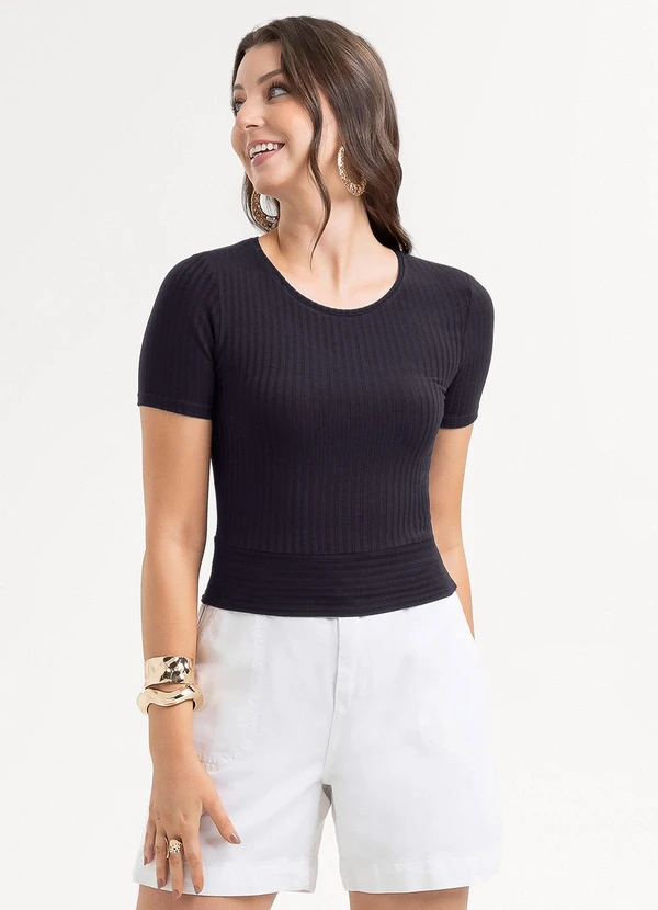 Habana - Blusa em Canelado Preto 1