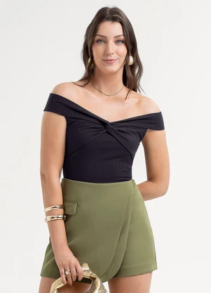 Habana - Blusa em Canelado Preto - HABANA