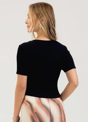 Cativa - Blusa em Canelado  Preto - CATIVA