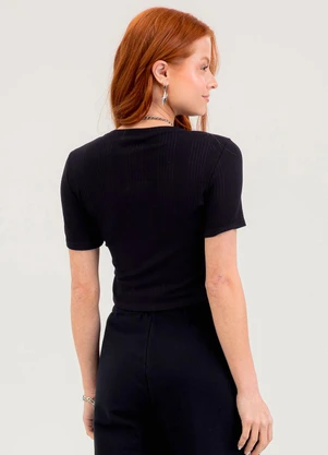 Cativa You - Blusa em Canelado  Preto - CATIVA YOU
