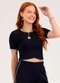 Cativa You - Blusa em Canelado  Marrom Escuro - variação: Preto