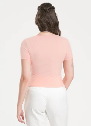 Cativa - Blusa em Canelado Rosa Claro - CATIVA